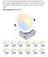 12 Pack 8 Inch LED Recessed Lighting with Junction Box Ultra-Thin, 3000K... - $1,828.09 MXN