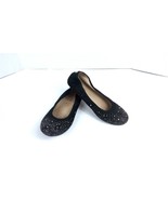 Stuart Weitzman Girl&#39;s Sz 4 Black Suede Fannie Studs Ballet Flats Slip O... - $47.29 CAD