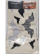 Fabric Embroidered Table Runner(14"x48") HALLOWEEN,VARIOUS BLACK & WHITE BATS,CR - $19.79