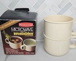 2 RUBBERMAID #5520 HEATABLES MICROWAVE SOUP COFFEE CUPS MUGS BEIGE ALMON... - £27.33 GBP