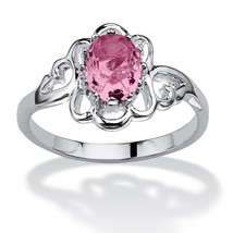 Sterling Silver Oval Cut Scrollwork Tourmaline October Stone Ring 5 6 7 8 9 10 - £63.94 GBP