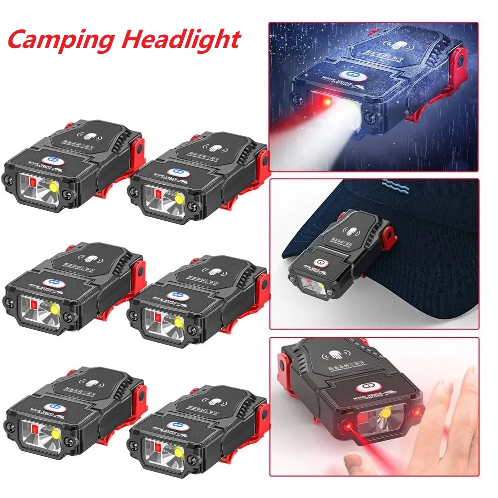 1-6pcs LED Sensor Headlamp For Fishing Headlight USB Rechargeable Super Bright - £9.38 GBP+