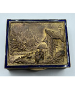 French Gilt Repousse Trinket Box High Relief Made in France Blue Enamel ... - $182.68 CAD