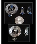 Large classic 1950”s sapphire blue brooch &amp; earrings set. Strikingly bea... - £38.84 GBP