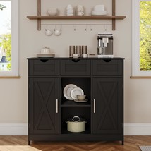 Storage Cabinet, Coffee Bar Cabinet With 2 Adjustable Shelves, 3 Drawers... - $129.93