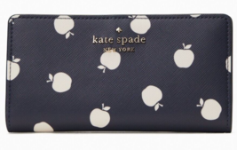 Kate Spade Staci Large Slim Bifold Navy Blue White Wallet K8306 NWT $169... - $44.54