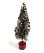 Vintage Bottle Brush Flocked Christmas Tree Mercury Glass Pink Ornaments 9&quot; - $56.07 CAD