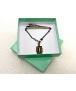 Silver Tone Tie Clip w/Chain &amp; Pendant, Vintage Mens&#39; Accessory, JWL-098 - $164.04 MXN