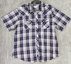 Wrangler Wrancher Shirt Mens XXLarge Purple Plaid Western Cowboy Snap on - £20.61 GBP