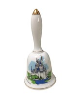 Walt Disney Productions Souvenir Porcelain Bell Cinderella Castle Gold Trim Vtg - £12.78 GBP
