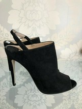 MIU MIU Black Suede Leather Peep Toe Booties/Heels Sz 36.5 or US 6.5 $590 - $181.29