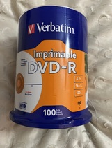 Verbatim DVD-R 4.7GB 16X White Inkjet Printable - 100pk Spindle 100-Disc... - $39.95