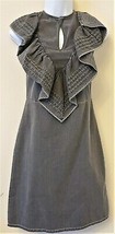 See By Chloe 100% Cotton Ruffle Dress Sz-36 Gray Made in Portugal - £72.36 GBP