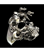 Sterling silver ring Medusa Skull with Snake Hair Gorgo ancient Greek my... - $244.50 CAD