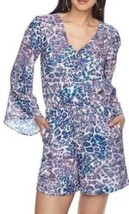 Womens Romper JLO Jennifer Lopez Purple Leopard 1 Pc Long Sleeve NEW $60-size S - £23.36 GBP