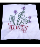 Illinois Floral Embroidered Quilted Square Frameable Art Needlepoint Vin... - €20,66 EUR