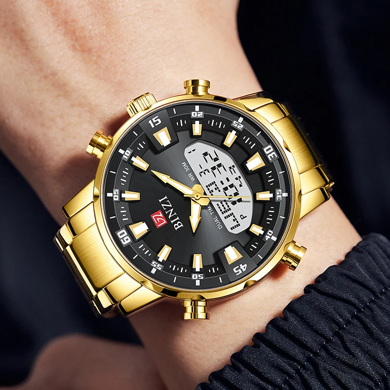 Ino wrist watches men 2023 top brand luxury golden men watches gold big male wristwatch thumb200