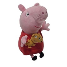 TY Peppa Pig Plush Holding Teddy Bear Beanie Baby 6” 2015 Pink Pig - $6.95