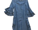 Beach Lunch Lounge Lyocell Chambray Blue Denim Boho Dress Bell Sleeves X... - $15.99