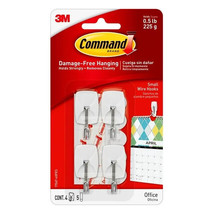 Command Small Wire Toggle Hooks, White, Damage Free Organizing, 4 Hooks 1 Pack - £6.06 GBP