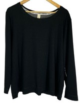 Hue Plus Size Solid Long Sleeve Lounge Women’s T-Shirt Color Black Size 1X - £18.22 GBP