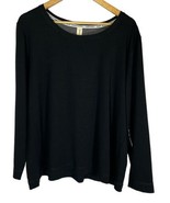 Hue Plus Size Solid Long Sleeve Lounge Women’s T-Shirt Color Black Size 1X - £18.48 GBP