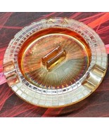 Vintage Carnival Glass Iridescent Ashtray w/ Match Holder Checkerboard P... - $232.44 MXN