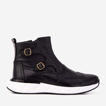 The Stealth Wingtip Buckle Black Leather Men Boot image 9