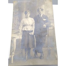 Antique Gelatin Silver Print Photo Postcard, Albumen Portrait Victorian Couple - £20.11 GBP
