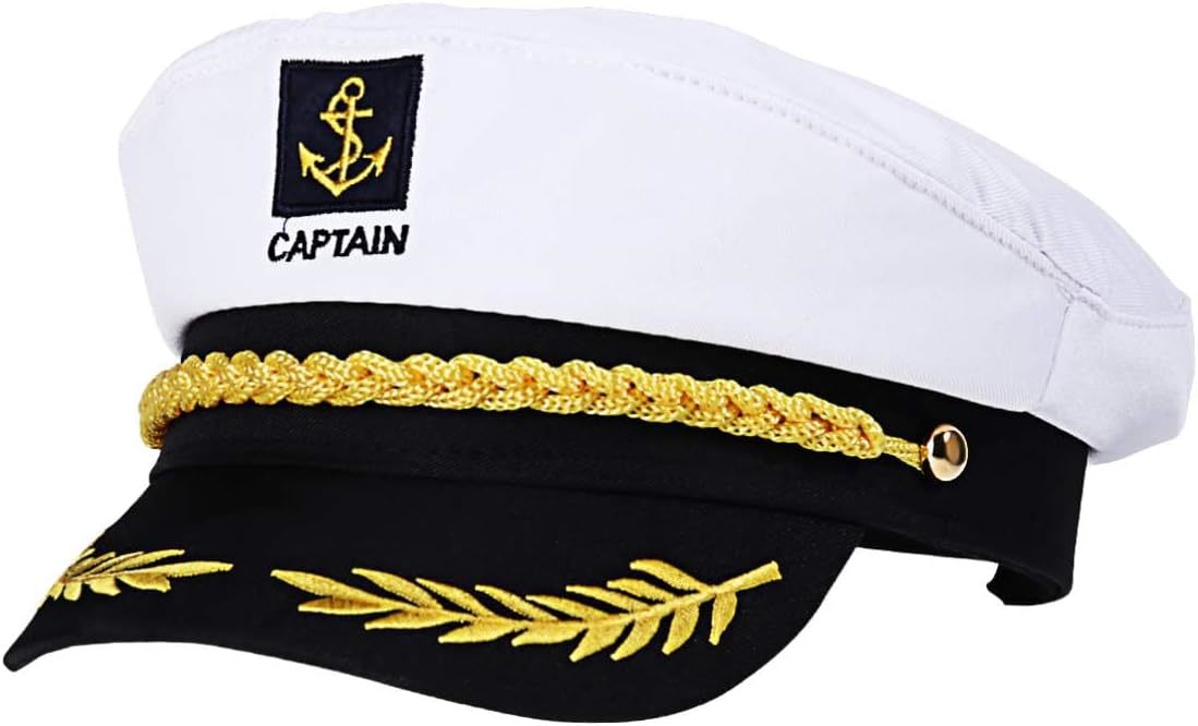 Captain Yacht Hat Cap Costume Hat Sailor Marine Admiral Hat for Halloween Costu