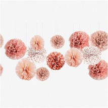 Rose Gold Burnt Coral Tissue Paper Pom Poms - 12 PCS Wedding Party Decor... - $24.74