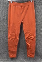 F &amp; F Leggings Womens OS 24x24 Orange Seamless Fleece Stretch Athletic Yoga - £10.34 GBP