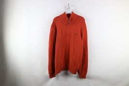 Vtg 90s Ralph Lauren Mens Large Heavyweight Cotton Ribbed Knit Half Zip Sweater - $69.25