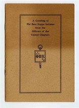 Greeting to Phi Beta Kappa Initiates From the Officers of United Chapters 1920&#39;s - £21.96 GBP