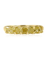 7 Stone Natural Fancy Yellow 1.52 Carat Cushion Diamond Wedding Band 18k Gold - $2,969.00