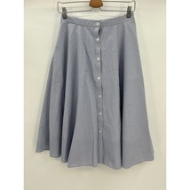 Uniqlo Half Circle Button Front Midi Skirt Sz M Blue White Striped - $24.50