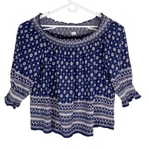 Avenue Top Blouse Off Shoulder 22/24 Navy White Smocking - £19.70 GBP