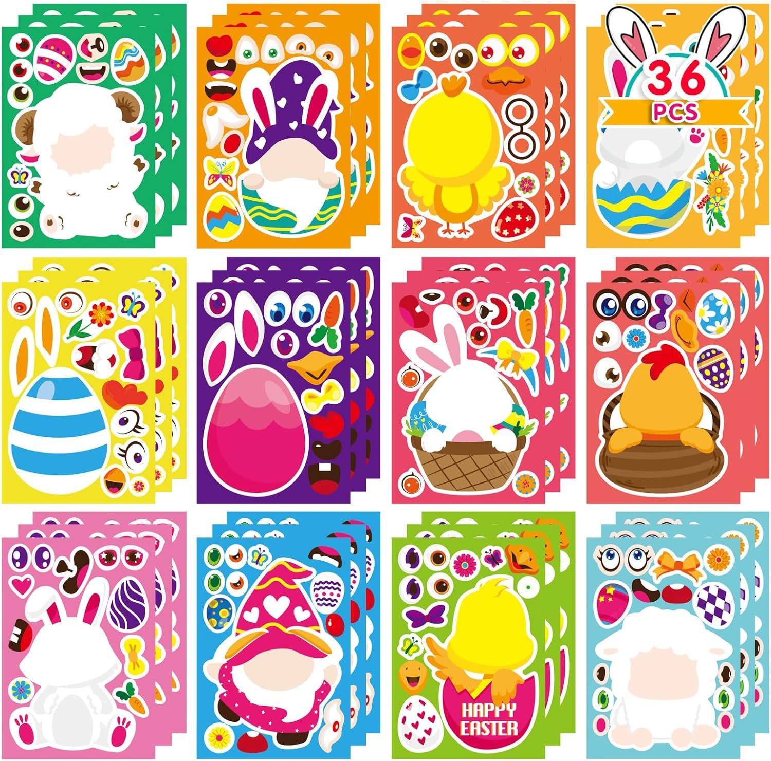 Primary image for Easter Stickers 36 Sheets Easter Stickers for Kids Easter Basket Stuffers for Ki