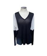 Vince Black White Colorblock V-Neck Long Sleeve Pullover Sweater Top Siz... - $32.09