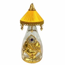 Tibetan Golden Jeweled Ganesha Elephant Buddha in Glass Bottle - £30.79 GBP