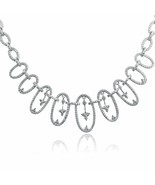 Damen Halskette 2.70 TCW Rund Original Diamant Oval Glieder 14k Weiß Gol... - £2,580.80 GBP