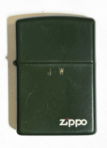 Rare Vintage 1992 Army Green Zippo Lighter w/Military Style Stamp Initials J.W. - $26.95