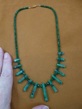 (v300-28) mini fan style Green Dalmatian Jasper + crystal beaded 21&quot; Necklace - £25.39 GBP