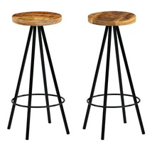 vidaXL Industrial Bar Stools Set of 2 Natural Wood Black Metal Frame Adjustable - $3,127.88 MXN
