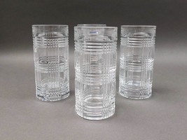 Ralph Lauren Glen Plaid Crystal 6 1/4&quot; Highball Glasses Tumblers Set Of 4 - $249.99