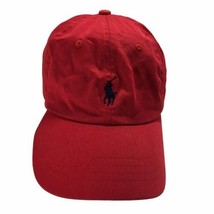 Ralph Lauren Polo Hat Red Cap Dad Strap Back Blue Pony Logo Adjustable Mens - $33.20