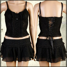 Lip Service Blacklist Femme Fatale Voile Lace Tier Goth Womens Mini Skirt Black - £38.59 GBP