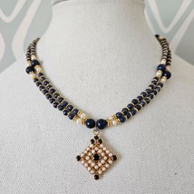 Blue Lapis Lazuli Beaded Double Strand Necklace - £26.89 GBP