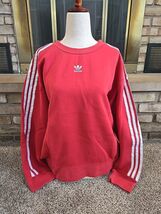 Adidas Center Logo 3 Stripe Oversized Crewneck Sweatshirt Womans Sz Smal... - $34.65