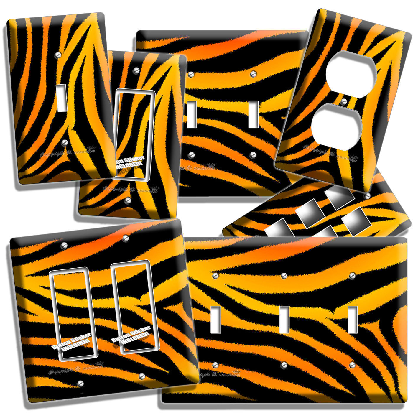 WILD TIGER STRIPES SKIN PRINT LIGHT SWITCH OUTLET WALL PLATE ROOM HOME ART DECOR